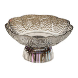Maxbell Fruit Bowl Footed Tray Dish Decorative Bowl for Wedding Dining Table Dessert Gray and Silver