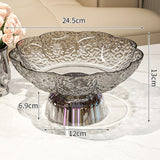 Maxbell Fruit Bowl Footed Tray Dish Decorative Bowl for Wedding Dining Table Dessert Gray and Silver