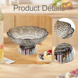 Maxbell Fruit Bowl Footed Tray Dish Decorative Bowl for Wedding Dining Table Dessert Gray and Silver