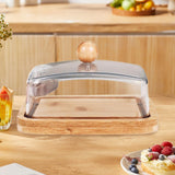 Maxbell Bamboo Butter Dish with Clear Lid Butter Box Tin for Kitchen Cake Shop Hotel