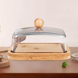 Maxbell Bamboo Butter Dish with Clear Lid Butter Box Tin for Kitchen Cake Shop Hotel