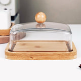 Maxbell Bamboo Butter Dish with Clear Lid Butter Box Tin for Kitchen Cake Shop Hotel