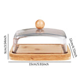 Maxbell Bamboo Butter Dish with Clear Lid Butter Box Tin for Kitchen Cake Shop Hotel