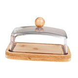 Maxbell Bamboo Butter Dish with Clear Lid Butter Box Tin for Kitchen Cake Shop Hotel