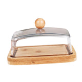 Maxbell Bamboo Butter Dish with Clear Lid Butter Box Tin for Kitchen Cake Shop Hotel