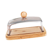 Maxbell Bamboo Butter Dish with Clear Lid Butter Box Tin for Kitchen Cake Shop Hotel