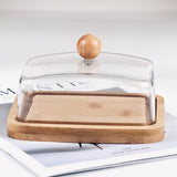 Maxbell Bamboo Butter Dish with Clear Lid Butter Box Tin for Kitchen Cake Shop Hotel