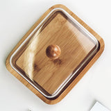 Maxbell Bamboo Butter Dish with Clear Lid Butter Box Tin for Kitchen Cake Shop Hotel