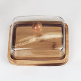 Maxbell Bamboo Butter Dish with Clear Lid Butter Box Tin for Kitchen Cake Shop Hotel