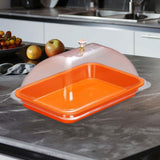 Maxbell Cake Stand Cover Elegant Serving Dish Lid for Outdoor Indoor Use Cheese Home Orange