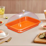 Maxbell Cake Stand Cover Elegant Serving Dish Lid for Outdoor Indoor Use Cheese Home Orange
