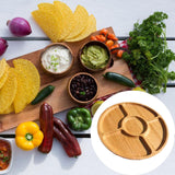 Maxbell Divided Wood Serving Tray Round Appetizer Tray for Fruit Brunch Plate Cheese