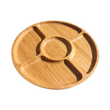 Maxbell Divided Wood Serving Tray Round Appetizer Tray for Fruit Brunch Plate Cheese