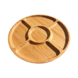 Maxbell Divided Wood Serving Tray Round Appetizer Tray for Fruit Brunch Plate Cheese