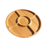 Maxbell Divided Wood Serving Tray Round Appetizer Tray for Fruit Brunch Plate Cheese
