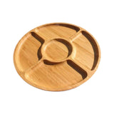 Maxbell Divided Wood Serving Tray Round Appetizer Tray for Fruit Brunch Plate Cheese