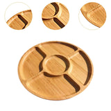 Maxbell Divided Wood Serving Tray Round Appetizer Tray for Fruit Brunch Plate Cheese