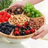 Maxbell Divided Wood Serving Tray Round Appetizer Tray for Fruit Brunch Plate Cheese