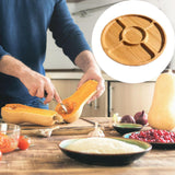 Maxbell Divided Wood Serving Tray Round Appetizer Tray for Fruit Brunch Plate Cheese