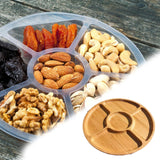 Maxbell Divided Wood Serving Tray Round Appetizer Tray for Fruit Brunch Plate Cheese