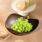 Maxbell Imitation Wood Dried Fruit Dish Irregular Fruit Tray for Snacks Fruits Bread Dark