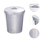 Maxbell Outdoor Metal Trash Can Rustic Heavy Duty Vintage Design with Seal Lid Round 17L