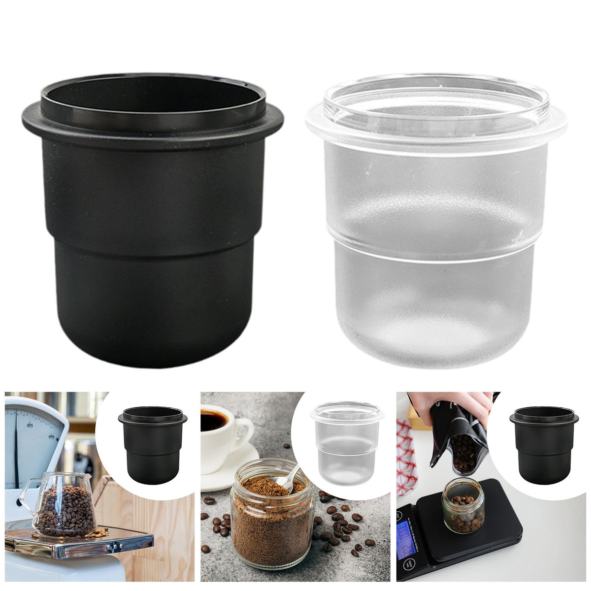 Espresso Coffee Dosing Cup Space Saving Practical Tool Easy to Clean for Bar black