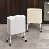 Trash Can with Wheels with Brake System Wastebasket for Office Bathroom Home White