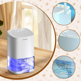 Mini Dehumidifier EU Plug Night Light Small Quiet for Bedroom Room Basements White