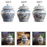 Ceramic Tea Storage Jar with Airtight Lid Decorative Household Tea Container Style A