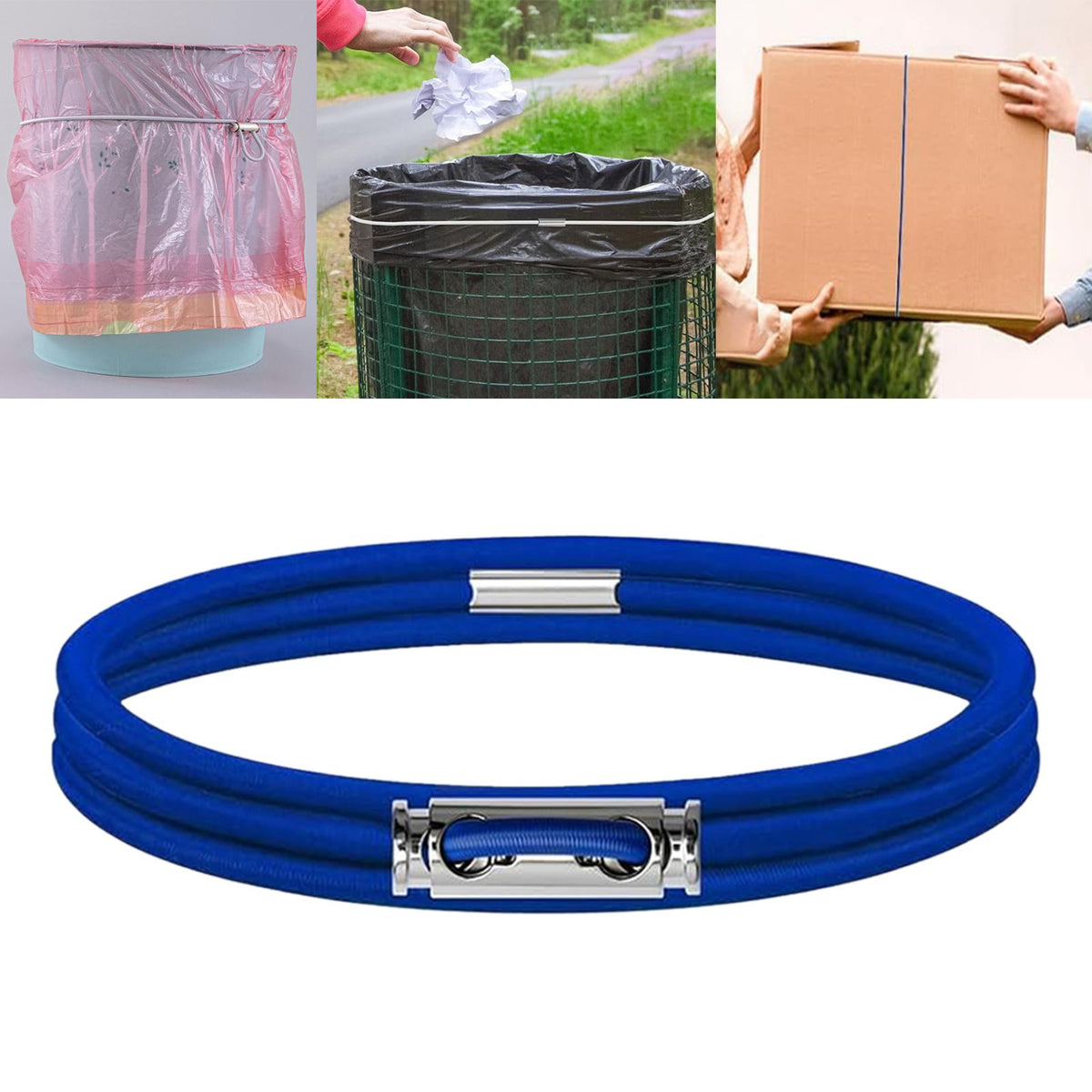Trash Can Rubber Band Versatile Elastic Loop for Beach Towels Yoga Mats Yard blue 140cm
