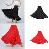 Maxbell Flamenco Ballroom Dance Costume Waltz Big Swing Long Skirt Dress Black - Aladdin Shoppers