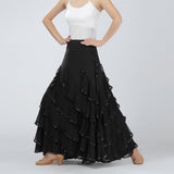 Maxbell Flamenco Ballroom Dance Costume Waltz Big Swing Long Skirt Dress Black - Aladdin Shoppers