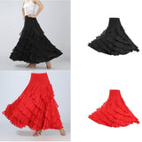 Maxbell Flamenco Ballroom Dance Costume Waltz Big Swing Long Skirt Dress Black - Aladdin Shoppers