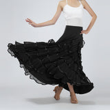 Maxbell Flamenco Ballroom Dance Costume Waltz Big Swing Long Skirt Dress Black - Aladdin Shoppers