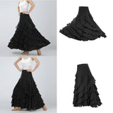 Maxbell Flamenco Ballroom Dance Costume Waltz Big Swing Long Skirt Dress Black - Aladdin Shoppers