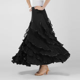 Maxbell Flamenco Ballroom Dance Costume Waltz Big Swing Long Skirt Dress Black - Aladdin Shoppers