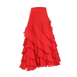 Maxbell Flamenco Ballroom Dance Costume Waltz Big Swing Long Skirt Dress Red - Aladdin Shoppers
