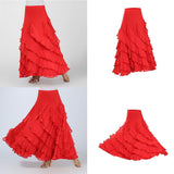 Maxbell Flamenco Ballroom Dance Costume Waltz Big Swing Long Skirt Dress Red - Aladdin Shoppers