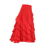 Maxbell Flamenco Ballroom Dance Costume Waltz Big Swing Long Skirt Dress Red - Aladdin Shoppers