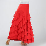 Maxbell Flamenco Ballroom Dance Costume Waltz Big Swing Long Skirt Dress Red - Aladdin Shoppers