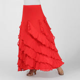 Maxbell Flamenco Ballroom Dance Costume Waltz Big Swing Long Skirt Dress Red - Aladdin Shoppers