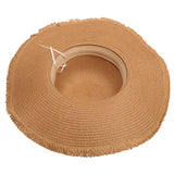 Fashion Women's Wide Brim Straw Hat Beach Sun Hat Flower Hat UPF50+ Khaki