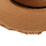 Fashion Women's Wide Brim Straw Hat Beach Sun Hat Flower Hat UPF50+ Khaki