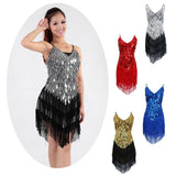 Maxbell Women Latin Ballroom Dance Costume Sequins Tassel Sling Skirt Red - Aladdin Shoppers
