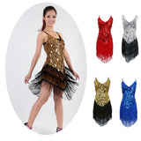 Maxbell Women Latin Ballroom Dance Costume Sequins Tassel Sling Skirt Red - Aladdin Shoppers
