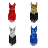 Maxbell Women Latin Ballroom Dance Costume Sequins Tassel Sling Skirt Red - Aladdin Shoppers