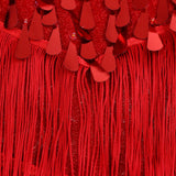 Maxbell Women Latin Ballroom Dance Costume Sequins Tassel Sling Skirt Red - Aladdin Shoppers