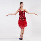 Maxbell Women Latin Ballroom Dance Costume Sequins Tassel Sling Skirt Red - Aladdin Shoppers