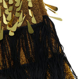 Maxbell Women Latin Ballroom Dance Costume Sequins Tassel Sling Skirt Black Gold - Aladdin Shoppers